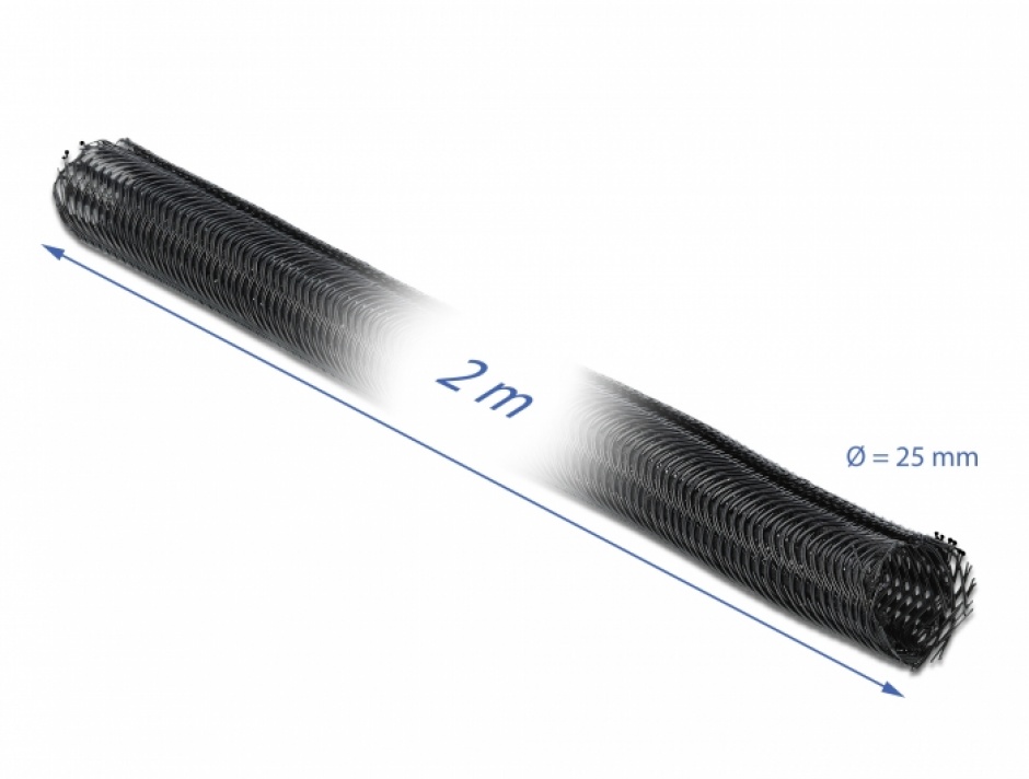 Imagine Plasa cu auto inchidere pentru organizarea cablurilor 2m x 25mm negru, Delock 18856